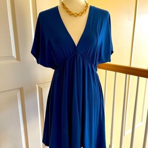 Royal Blue Cotton V-Neck Dress